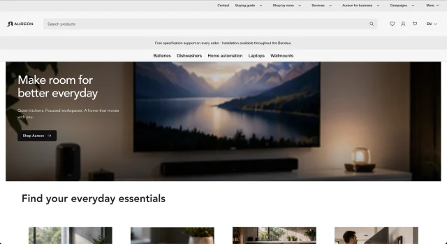 Actual Aureon workspace screenshot: Webshop · Aureon Store