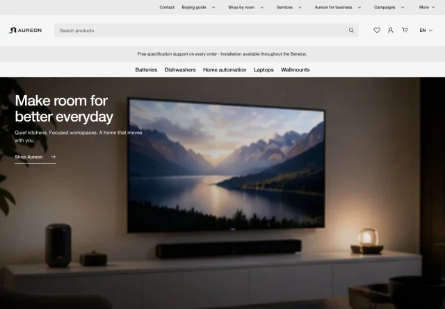Actual Aureon workspace screenshot: Webshop · Aureon Store